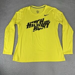 Nike Oregon Ducks Long Sleeve Yellow Athletic Shirt Hitch And Bury Women's Lg‎